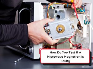 A technician testing a microwave magnetron for potential faults or defects.