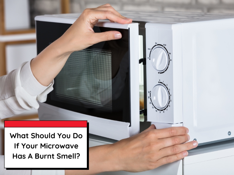 Person opening a microwave and burnt smell coming from a microwave oven.