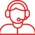 CUSTOMER SUPPORT – Red icon of a support agent with a headset, representing live assistance and reliable service