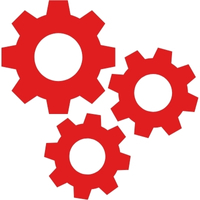 Same Great Performance – Three interlocking red gears of different sizes, representing reliable function and tested mechanics