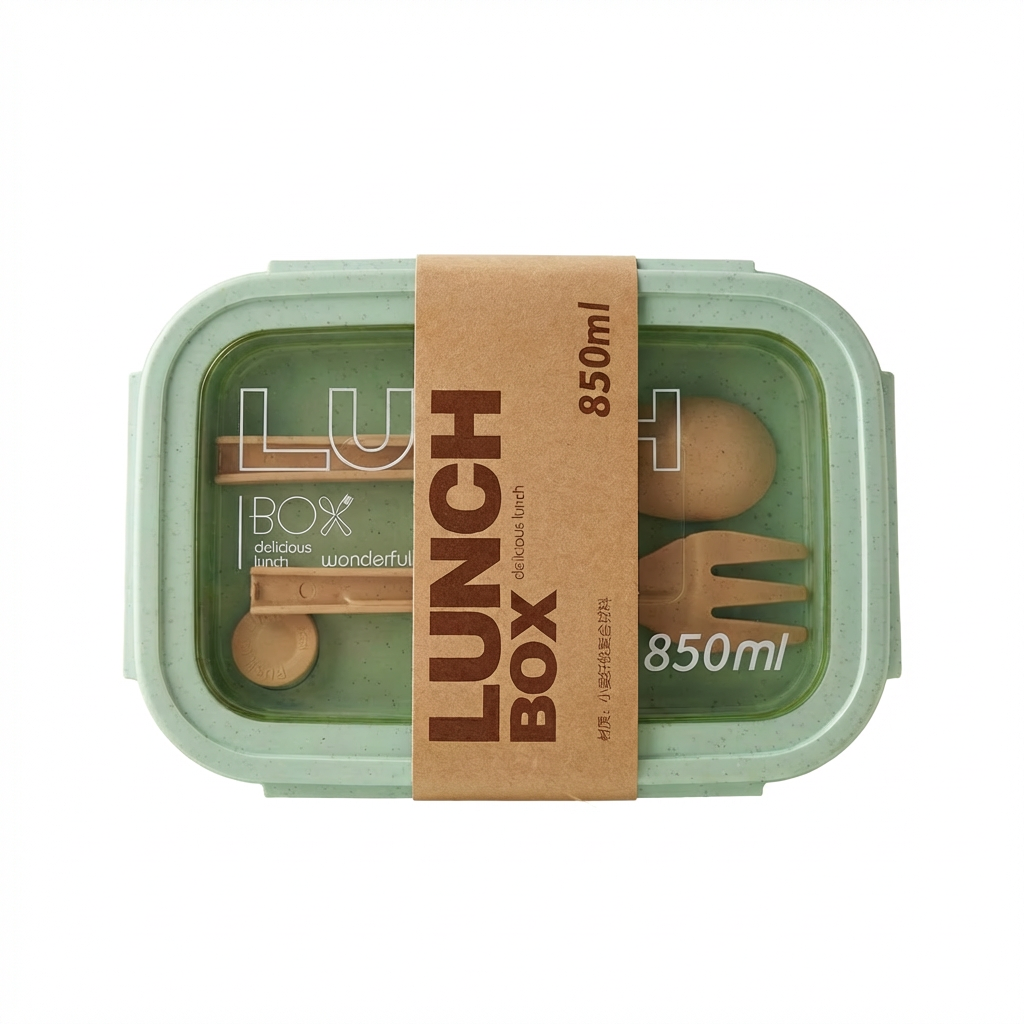 3827881.png Wheat Straw Lunch Box 850mL - Green - Image 1
